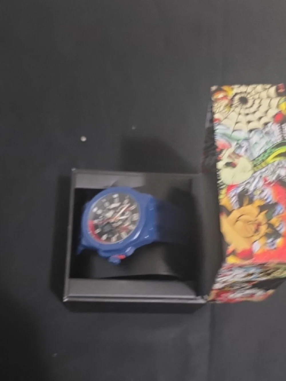 Ed Hardy Blue Men's Skeleton Sport Watch with Red Accents